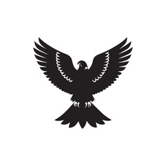 Fototapeta premium Wild Eagle Head Black Vector Silhouette of White background