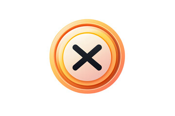 Fototapeta premium Orange button with dark cross. Rounded edges and soft shadows. Centered design