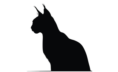 Caracal silhouette illustration, Wild cat icon, Predator animal graphic design