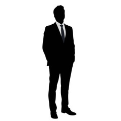 Silhouette of a businessman in a suit, isolated on white and transparent background, concept for business presentation, corporate identity, and branding design