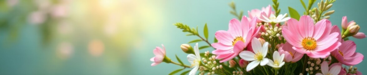 Obraz premium A vibrant spring bouquet with pastel colors and greenery, natural beauty, color changing