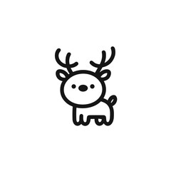 Obraz premium Cute Cartoon Reindeer with Friendly Expression and Antlers in Minimalistic Design