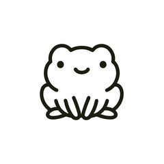Obraz premium Cute Cartoon Frog with Smiling Expression in Minimalistic Design