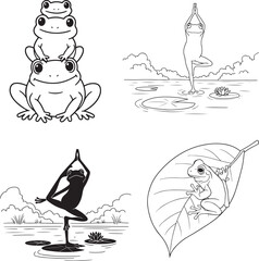 Frog coloring page  silhouette image vector