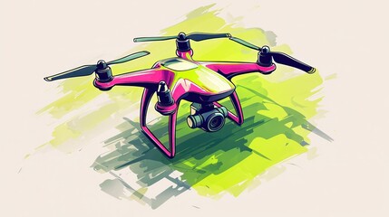 Colorful Drone Illustration, Digital Art, Abstract Background