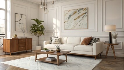 Elegant Living Room Interior With Modern Furniture And Decorative Elements