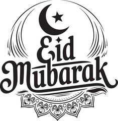 Eid Mubarak Typography with moon and star