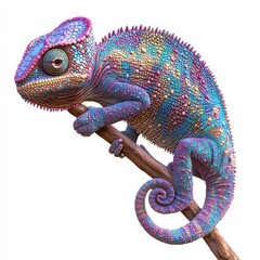 Obraz premium Vibrant chameleon closeup detailed reptile skin texture colorful exotic animal stock image