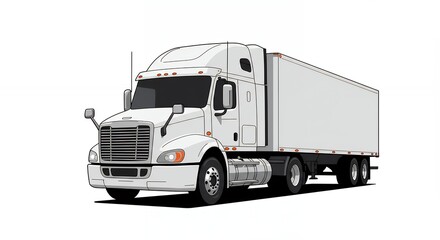Modern white semi truck illustration for transportation business