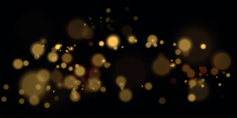 Christmas dust glowing bokeh confetti light and glitter texture overlay for your design. Festive sparkling gold dust png. Holiday powder dust for cards, invitations, banners.