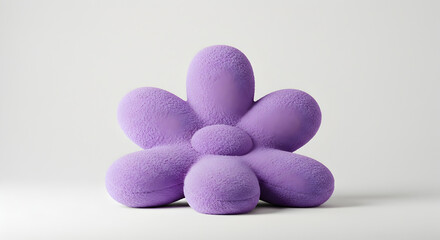 Purple Flower-Shaped Puffy Chair on White Background - Modern Decor
