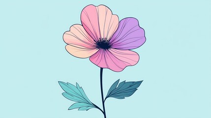 Obraz premium Delicate, colorful flower illustration against pastel background. Possible use Stock photo