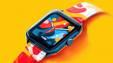 Colorful smartwatch band, vibrant design, modern accessory, fashion statement