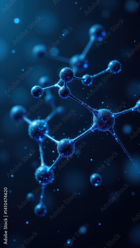 Poster a digital illustration of a glp-1 molecule with a focus on its structure and arrangement.