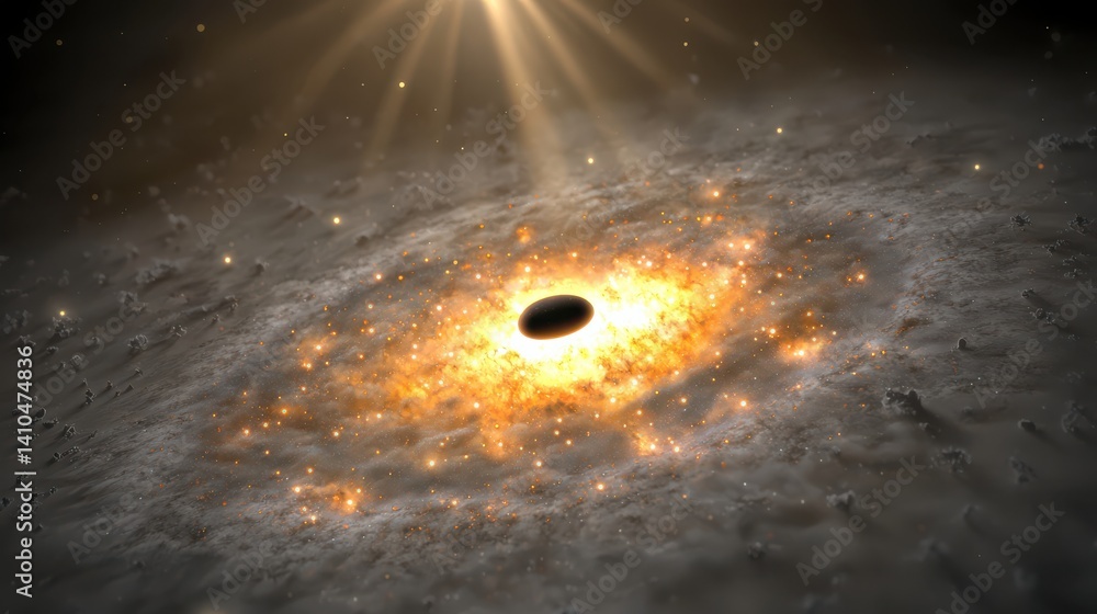 Poster stellar formation process outer space digital art cosmic environment close-up view hyperrealistic sp