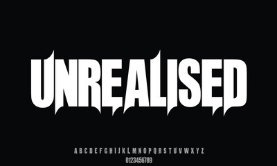 Unrealised vector font alphabet with numbers
