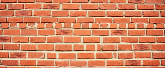 Obraz premium A textured red brick wall, showing varied mortar lines, grunge, red brick