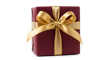 Obraz premium Wrapped gift with bow on white background