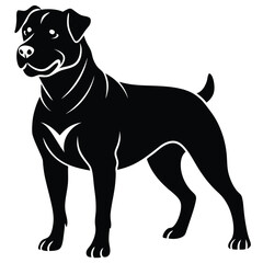 Black and white vector illustration of a cute standing canine silhouette