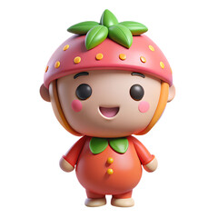 Adorable Strawberry Costume Character Spreading Sweetness and Smiles with a Touch of Cuteness