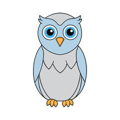 Cute cartoon owl, a wise brown bird illustration, on a nature tree branch design