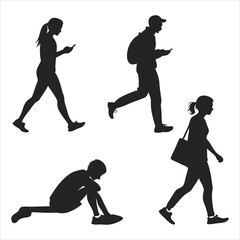 people silhouette vector icon set 