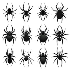 set of vector silhouettes of insects