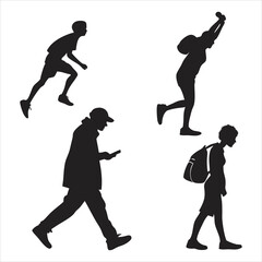 people silhouette vector icon set 