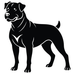 Black and white vector illustration of a cute standing canine silhouette