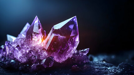 Obraz premium Purple Crystal Cluster Closeup