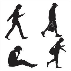 people silhouette vector icon set 