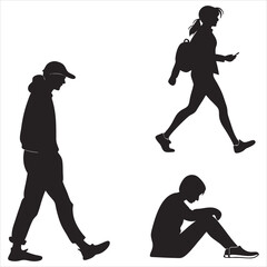 people silhouette vector icon set 