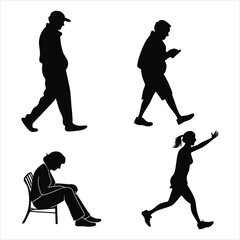 people silhouette vector icon set 