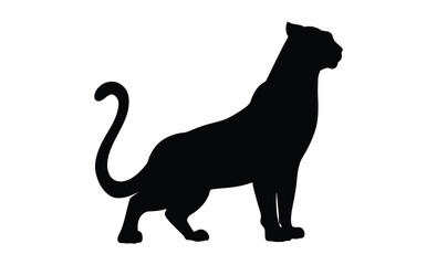 Black panther silhouette, Wild cat vector, Panther animal graphic, Jungle predator illustration