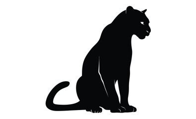 Black panther silhouette, Wild cat vector, Panther animal graphic, Jungle predator illustration
