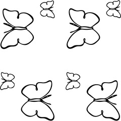 Butterflies of Varying Sizes – Minimal Line Art Composition