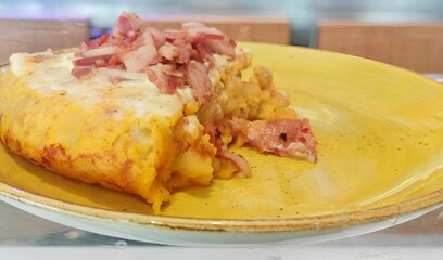 Spanish potato omelette with ham