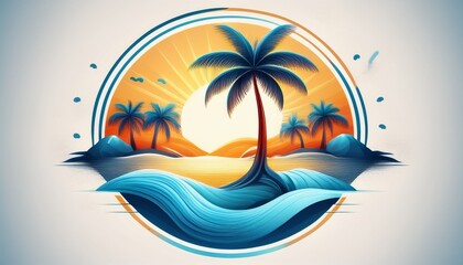 Obraz premium vector illustration of a tropical island