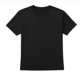 Plain Black T-Shirt Isolated on Transparent Background