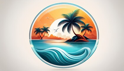 Obraz premium vector illustration of a tropical island