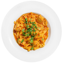 italian pasta with salmon cutout