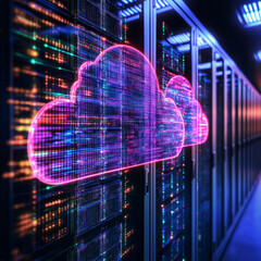 Cloud data orchestration integration. Storage data optimization infrastructure. Digital visualization of hybrid cloud orchestration concept in technology.