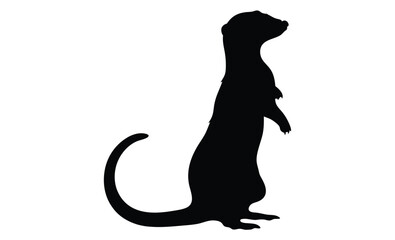 Meerkat silhouette, Standing meerkat graphic, Wild animal icon, Meerkat illustration on white background