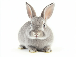 Fluffy white bunny, a cute small mammal isolated on white