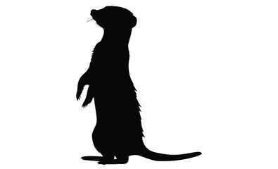 Meerkat silhouette, Standing meerkat graphic, Wild animal icon, Meerkat illustration on white background