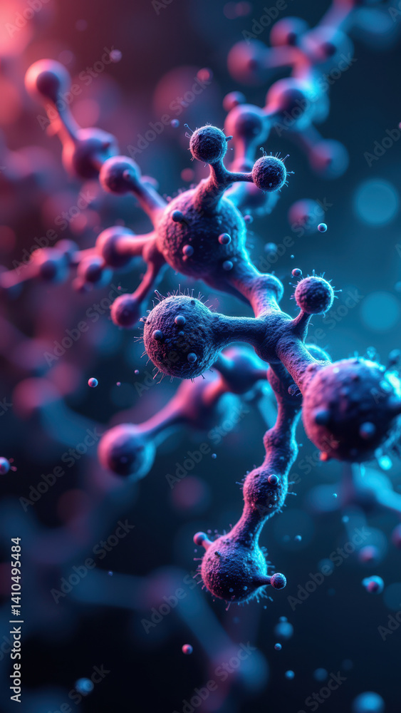 Poster stunning 3d rendering of a glucagon-like peptide-1 molecule, highlighting its complex structure with