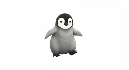 Baby penguin illustration cute gray and black animal design