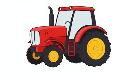 Obraz premium Cartoon red tractor illustration for agricultural theme