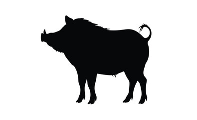Wild boar silhouette, Boar vector icon, Forest animal graphic, Boar illustration on white background