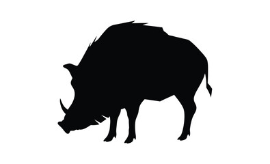 Wild boar silhouette, Boar vector icon, Forest animal graphic, Boar illustration on white background